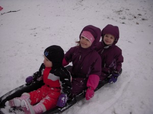 Here are the three troopers...Audrey and Isaac were not quite up for the sled.